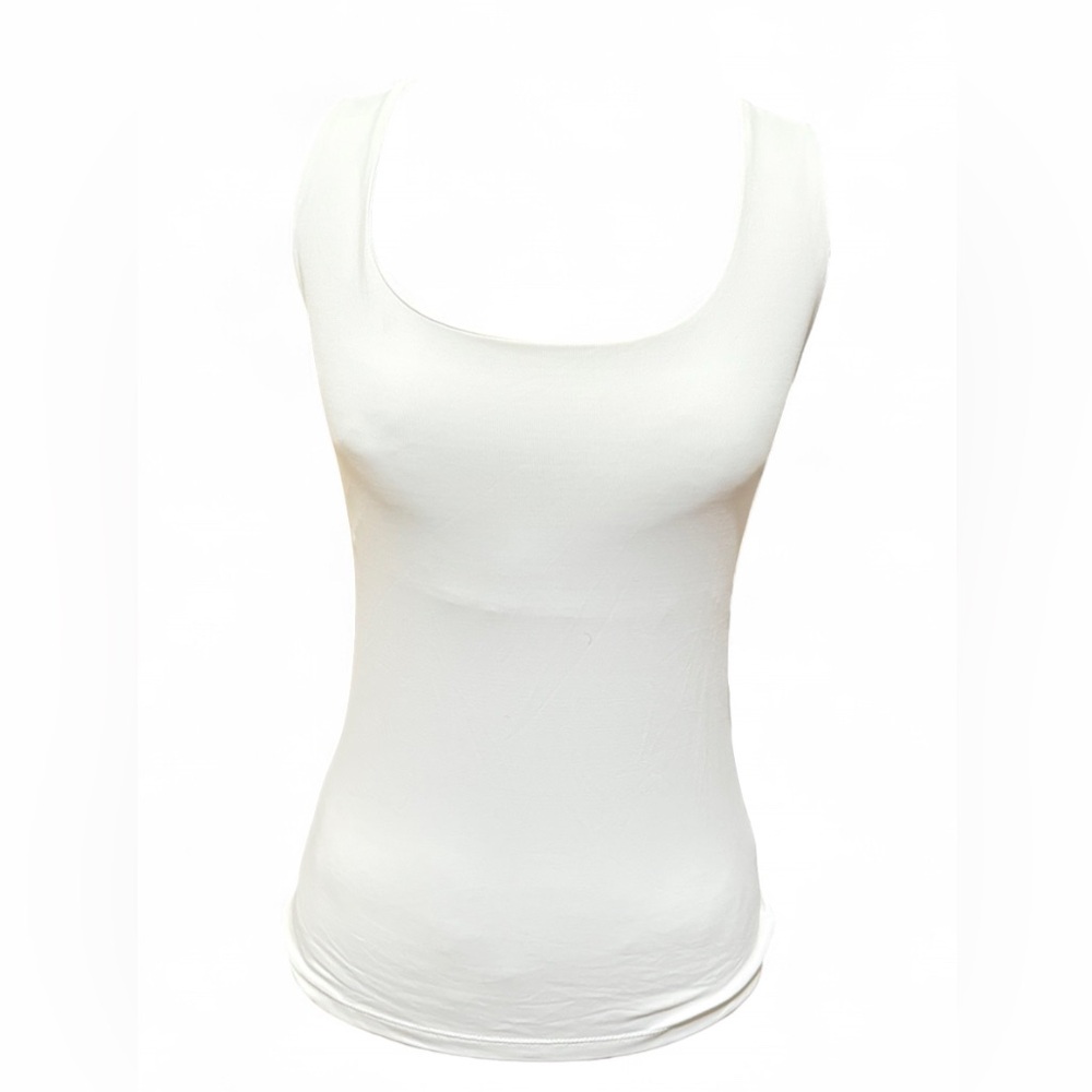 Zara White Ecru Wide Strap Tank Top Women's Medium Elastic Polyamide Stretch
